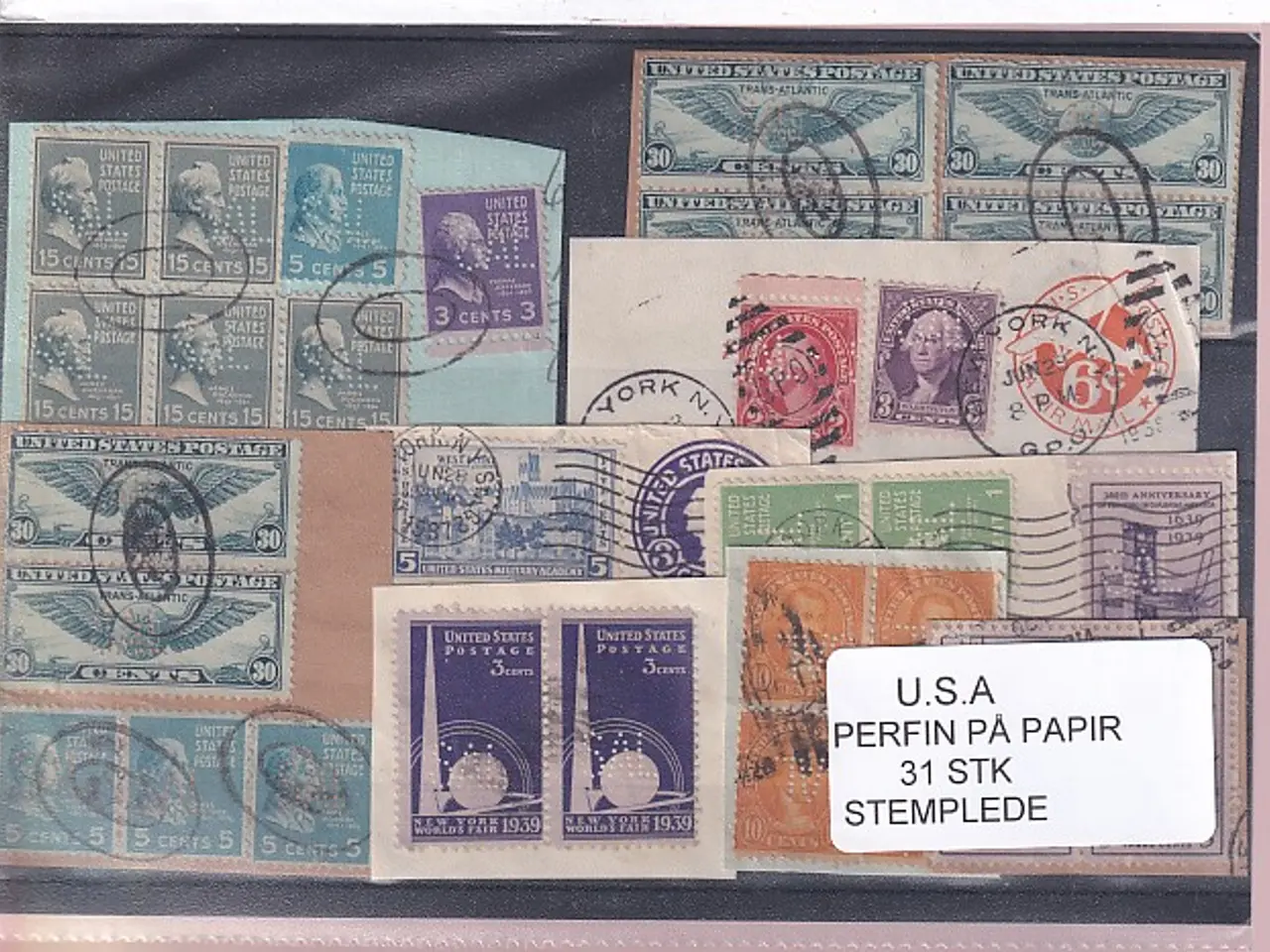 Billede 1 - U.S.A. Perfiner på papir  31 stk. Stemplet