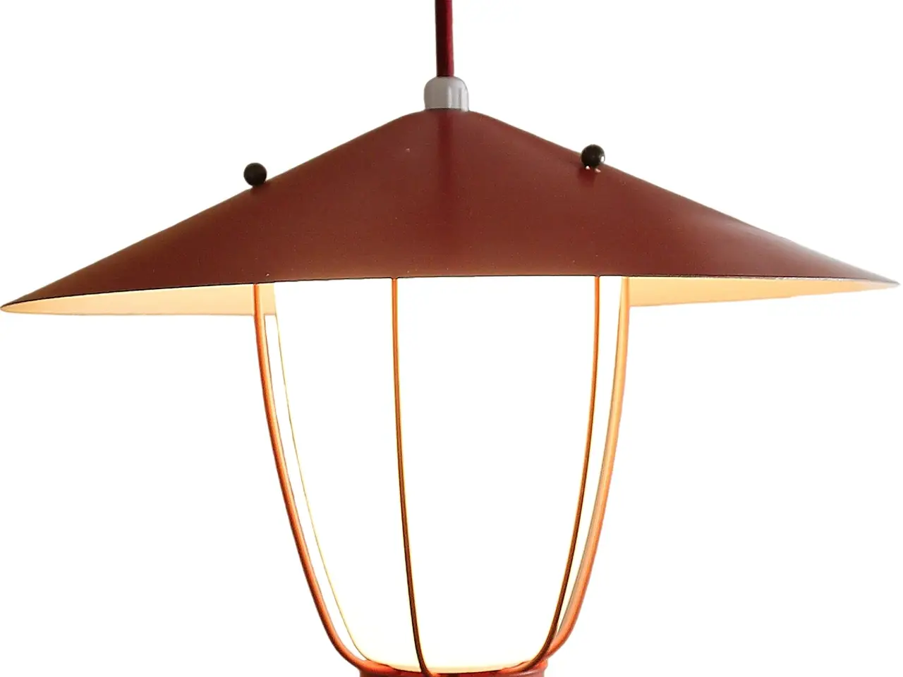 Billede 4 - Mid-Century loftslampe i glas, metal og messing