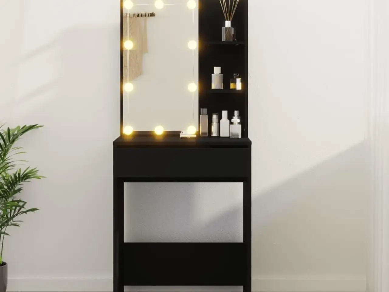 Billede 12 - Makeupbord med LED-lys 60×40×140 cm - sort