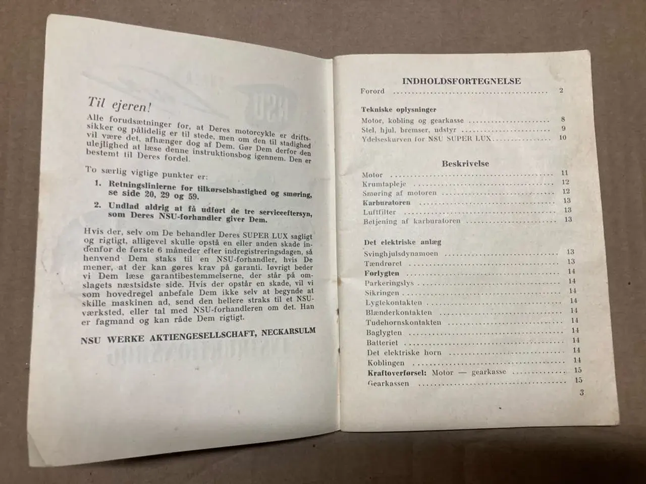 Billede 2 - NSU instruktionsbog
