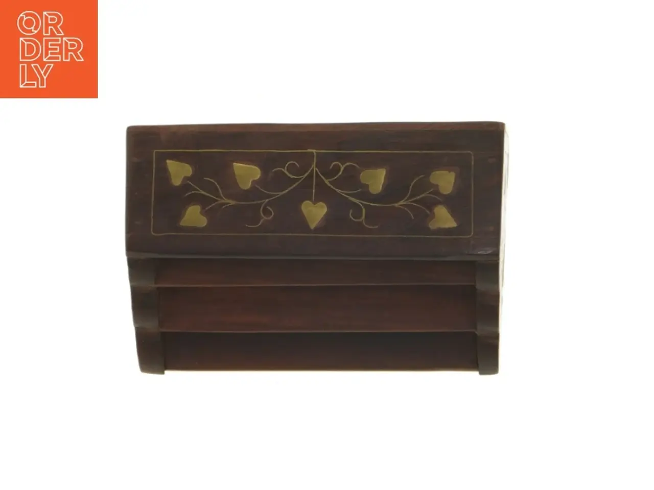 Billede 3 - Træ organisator brevholder med indlæg af guld (str. 15 x 10 x 6,5 cm)