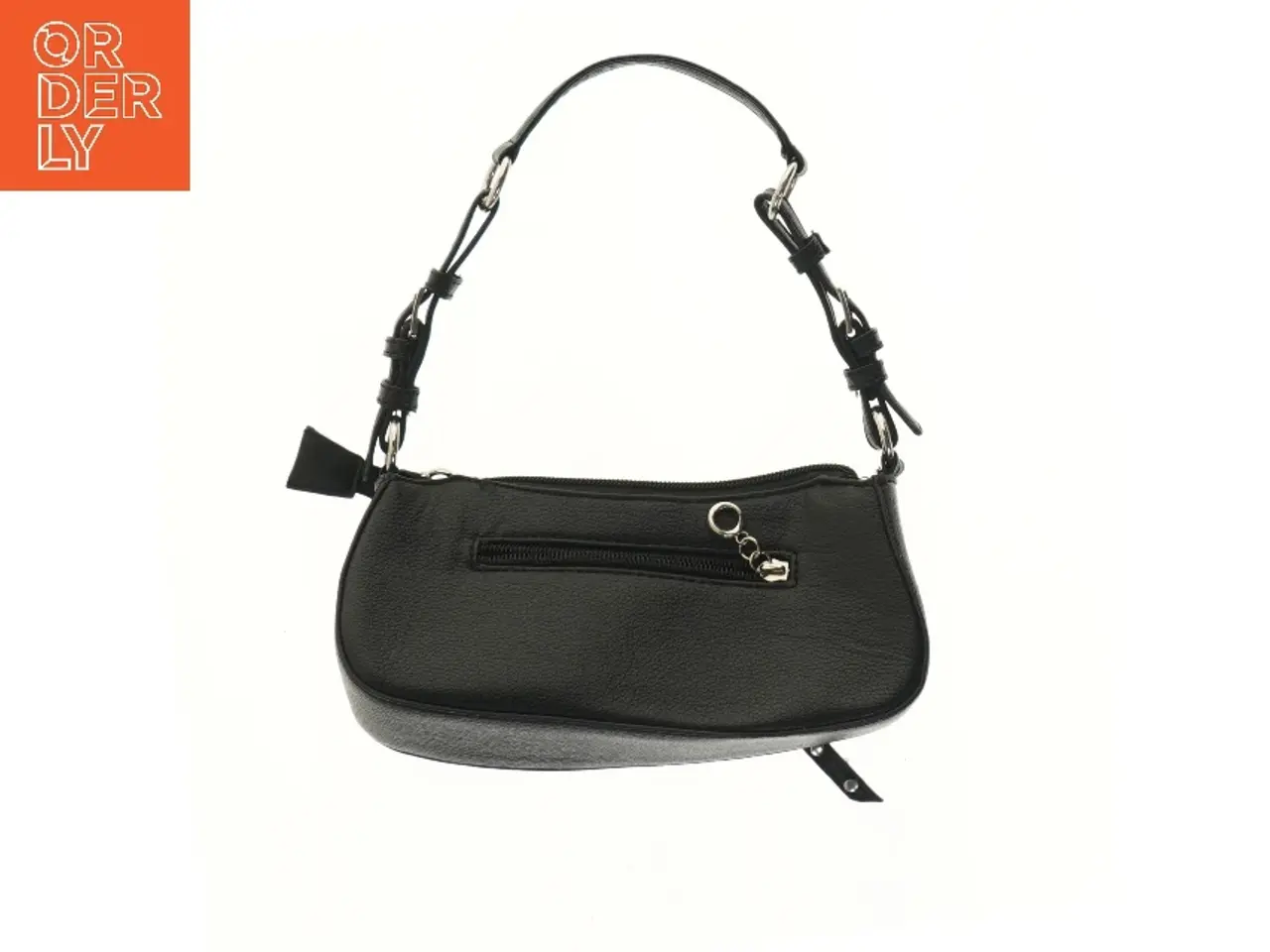Billede 2 - Sort skuldertaske med nitter (str. 10x6x21 cm)