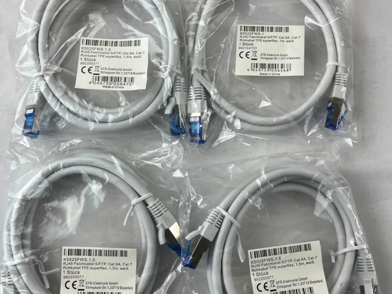 Billede 1 - 4x EFB K5525FWS Cat.6A S/FTP Patch kabel 1.5m 10