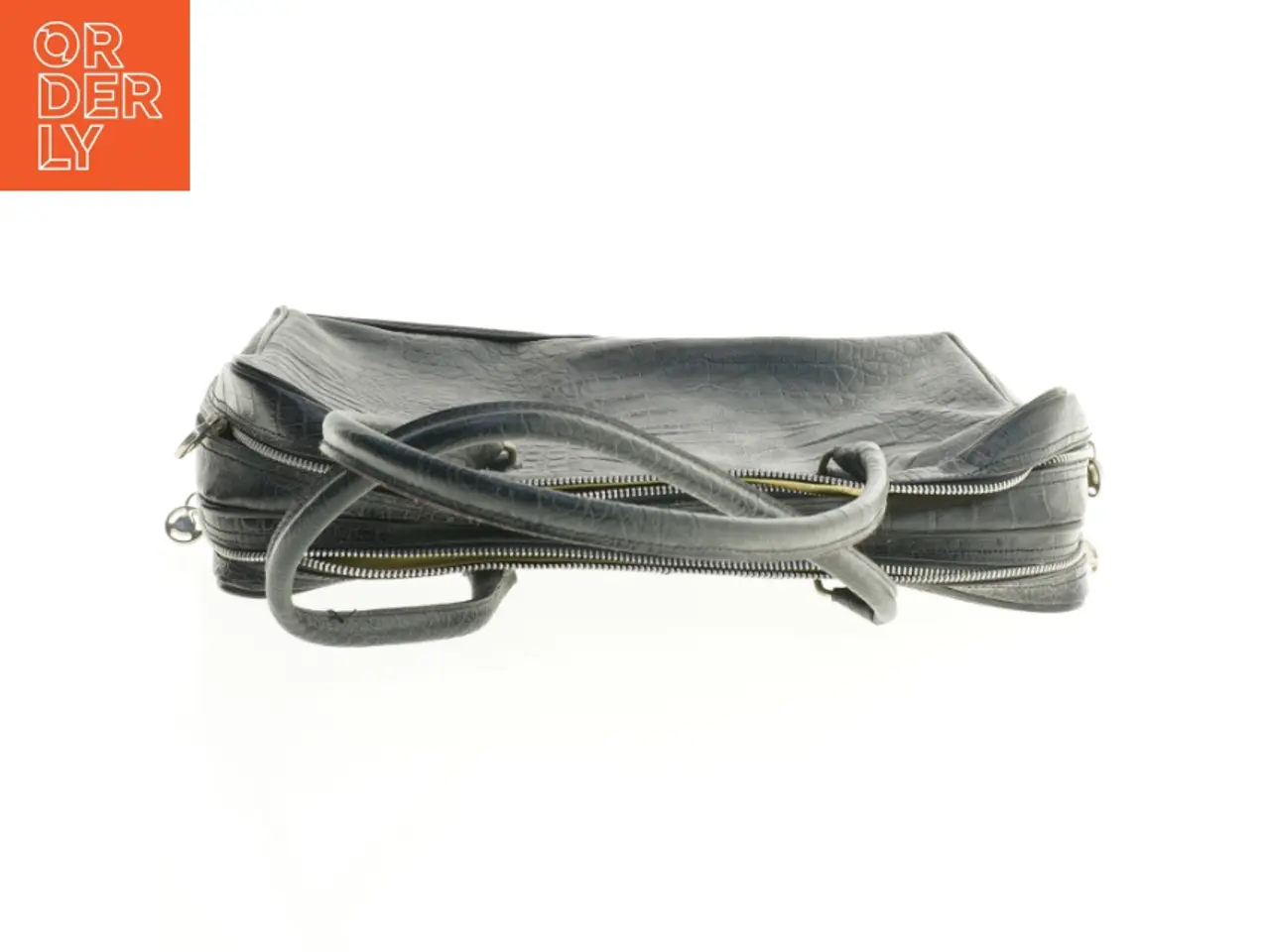 Billede 4 - Sort skuldertaske i krokodillepræget læderlook (str. 43 x 33 x 11 cm)