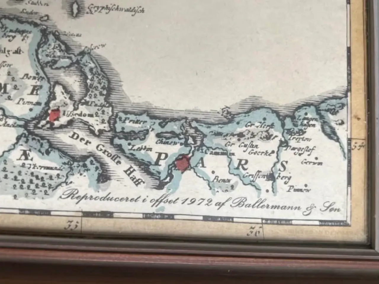 Billede 1 - Smukt historisk Danmarkskort reproduceret i offset