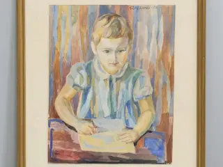 Gösta Lovén – Portræt, akvarel, 1952, 42 × 32 cm