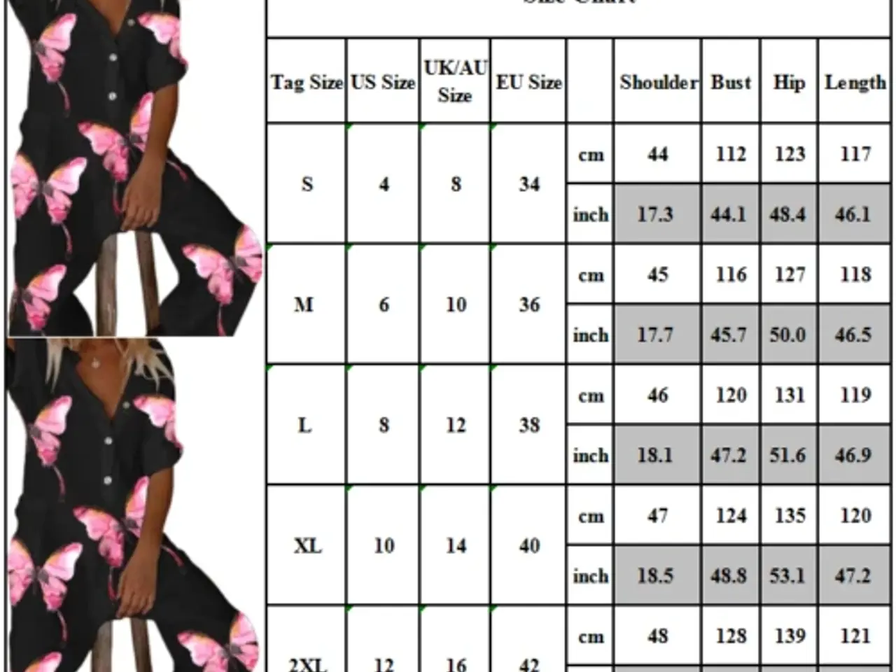Billede 3 - Jumpsuit- Sort m. sommerfugle print/str: 38-40