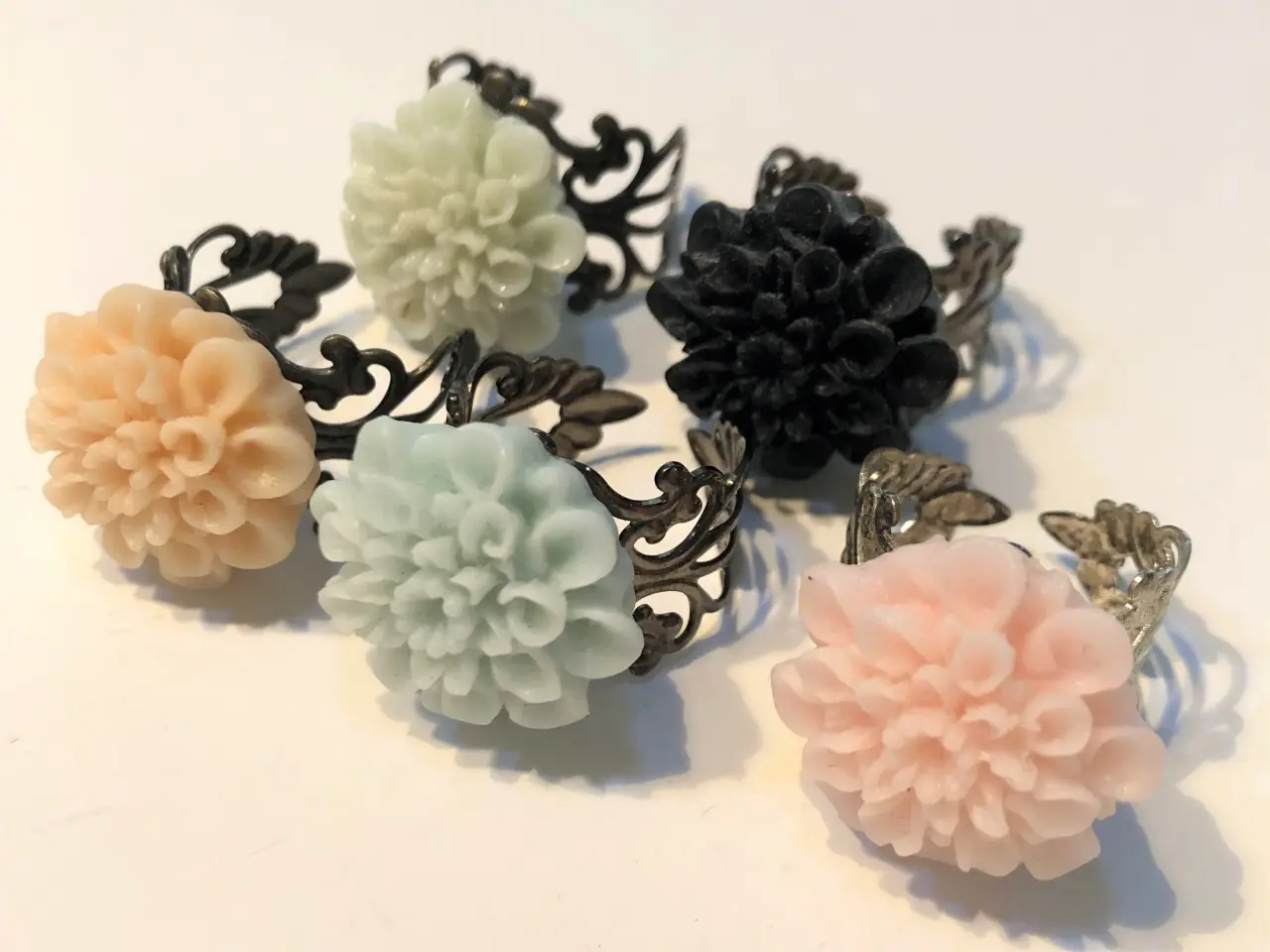 Billede 2 - Ring, blomst, dahlia, forsølvet, onesize