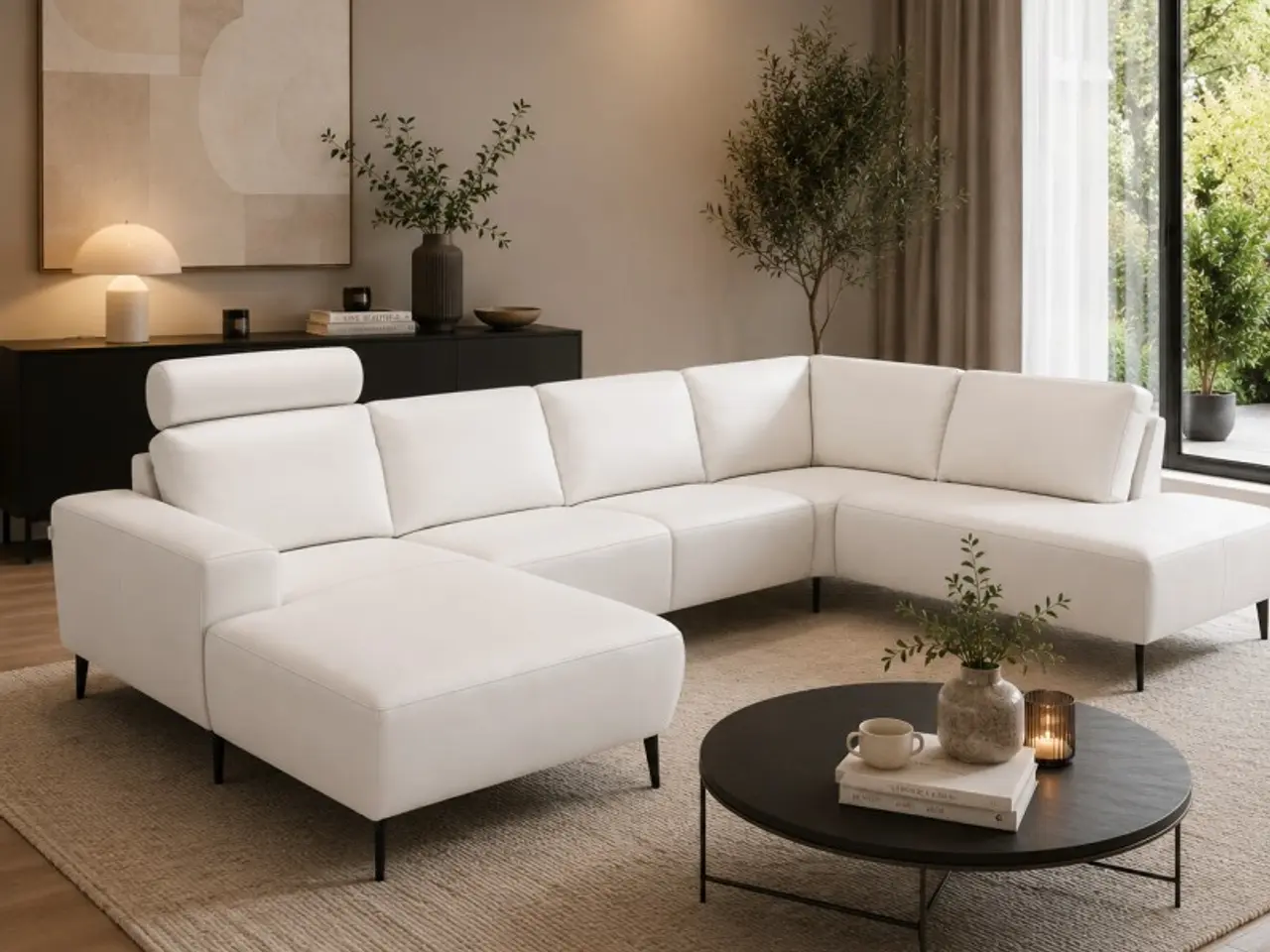 Billede 9 - Hjort Knudsen Copenhagen Hvid Læder U-sofa - Venstrevendt