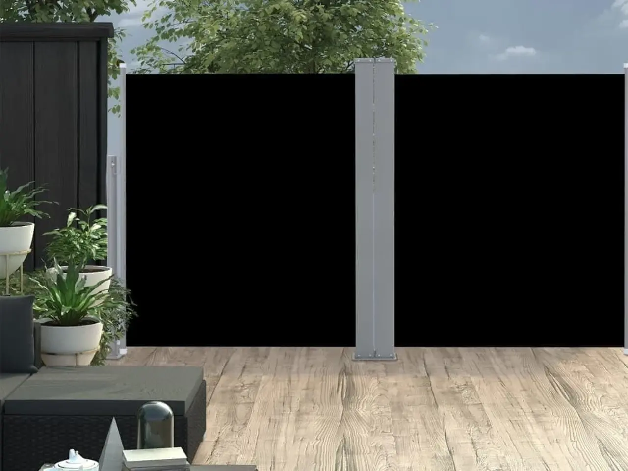 Billede 2 - Sammenrullelig sidemarkise 140 × 600 cm - sort