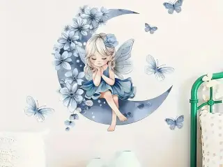 * Wallsticker; Prinsesse Elf siddende på månen