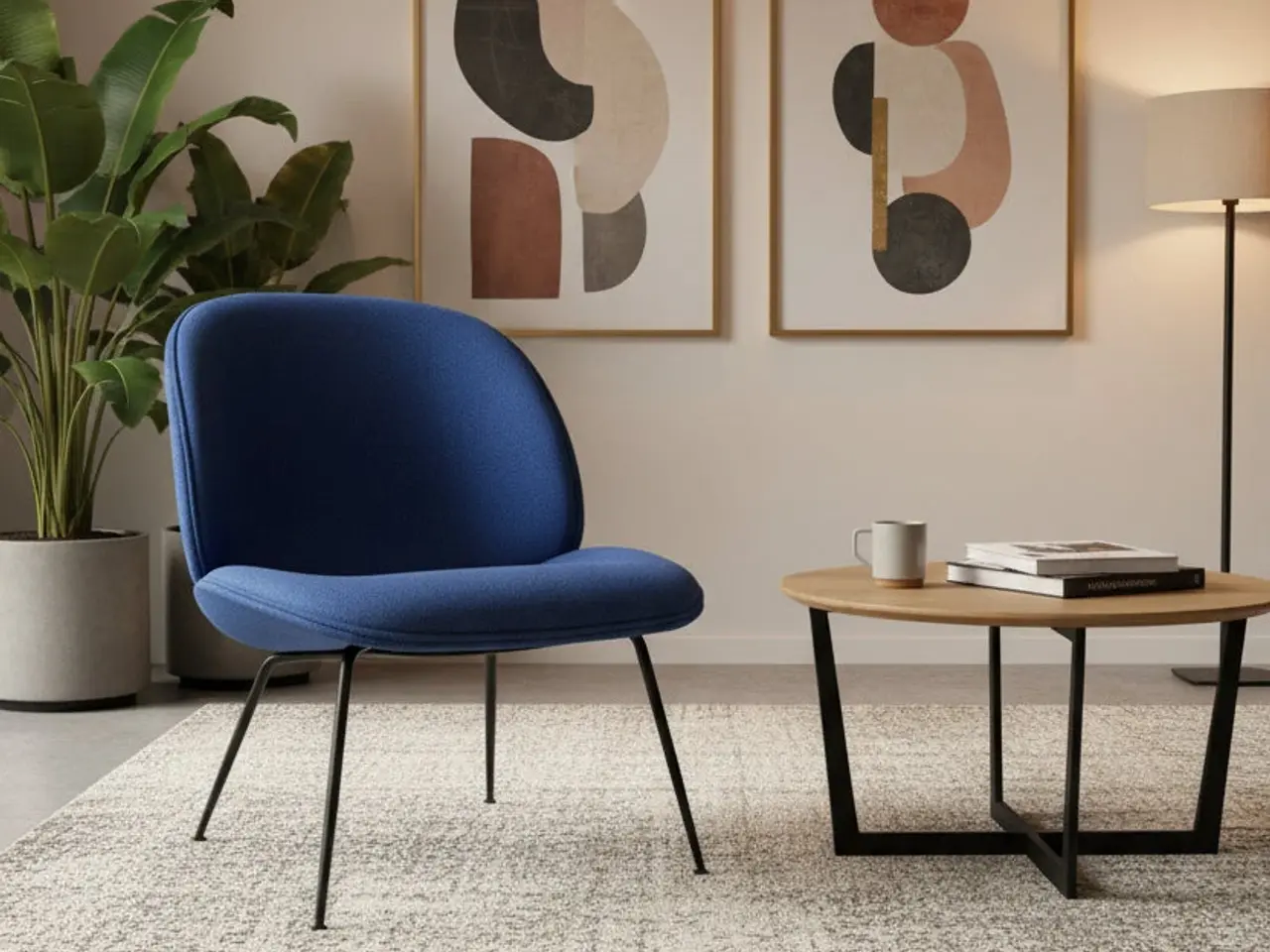 Billede 2 - GUBI Beetle Loungestol – Blå med Sort Stel