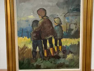 Maleri med børn udendørs