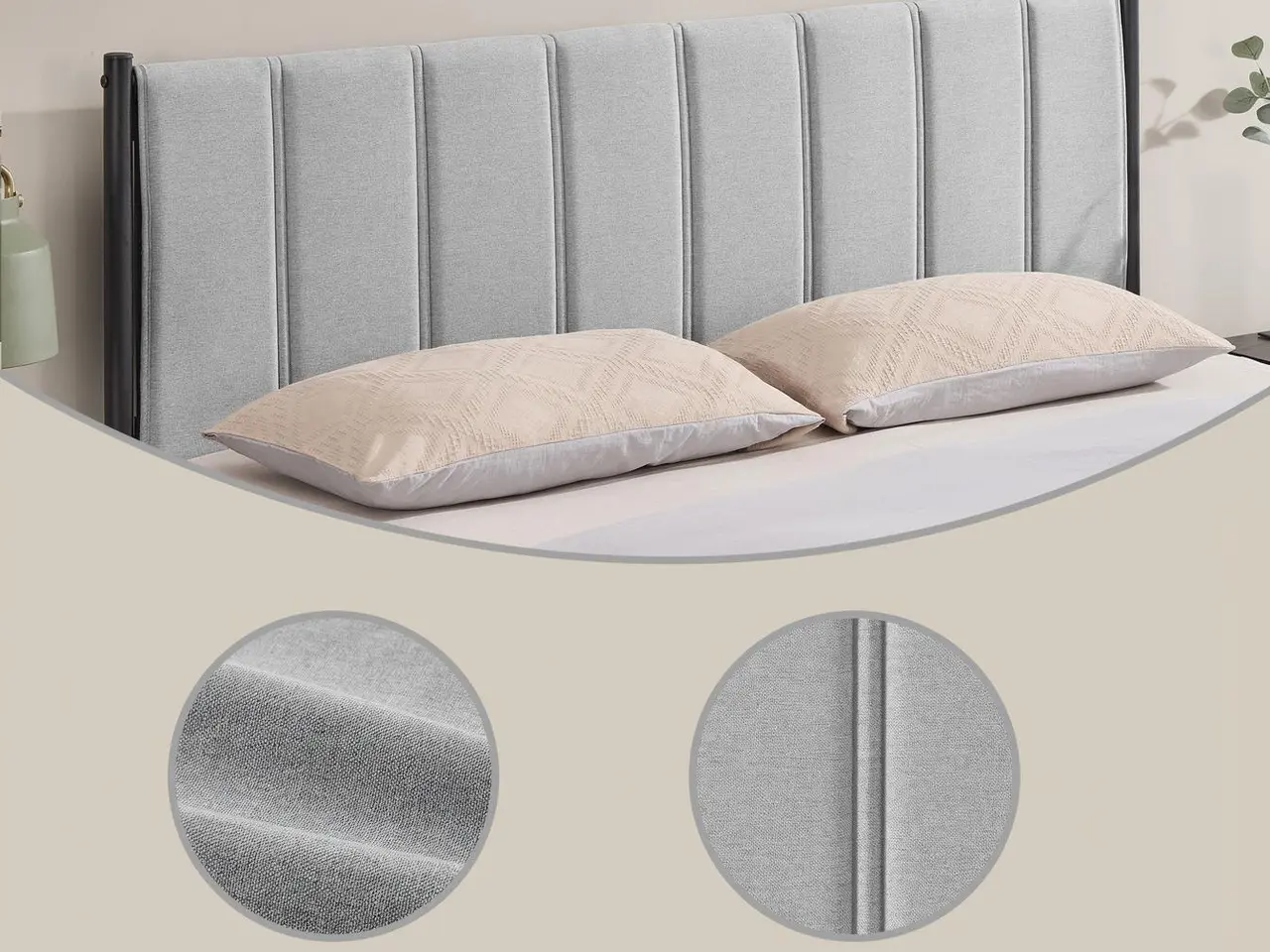Billede 6 - Sengeramme 160 x 200 cm med polstret gavl - grå