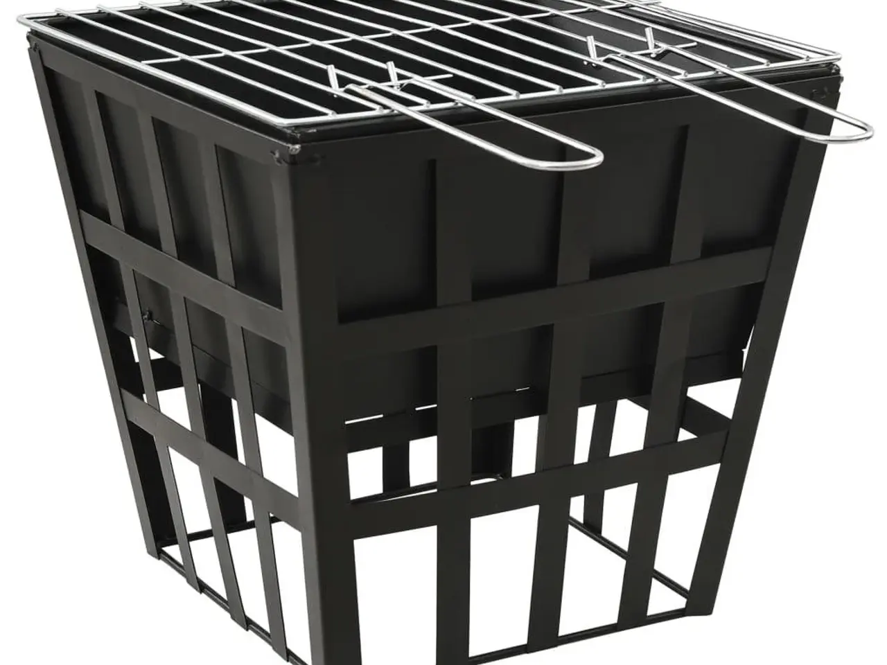 Billede 2 - 2-i-1 bålfad og kulgrill 34 × 34 × 48 cm - stål, sort
