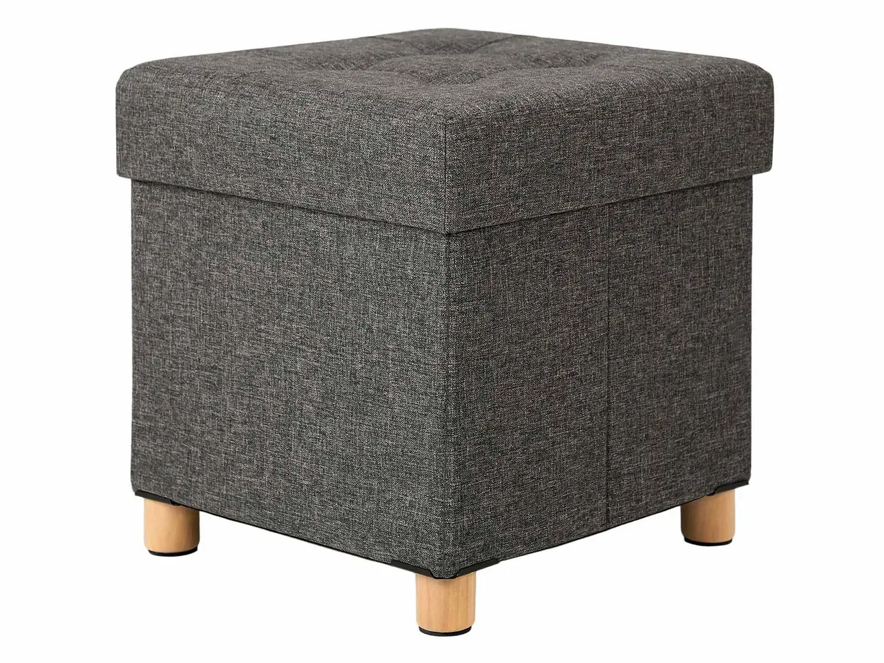Billede 2 - Puf med opbevaring sammenklappelig kube, mørkegrå, 38×38×40 cm