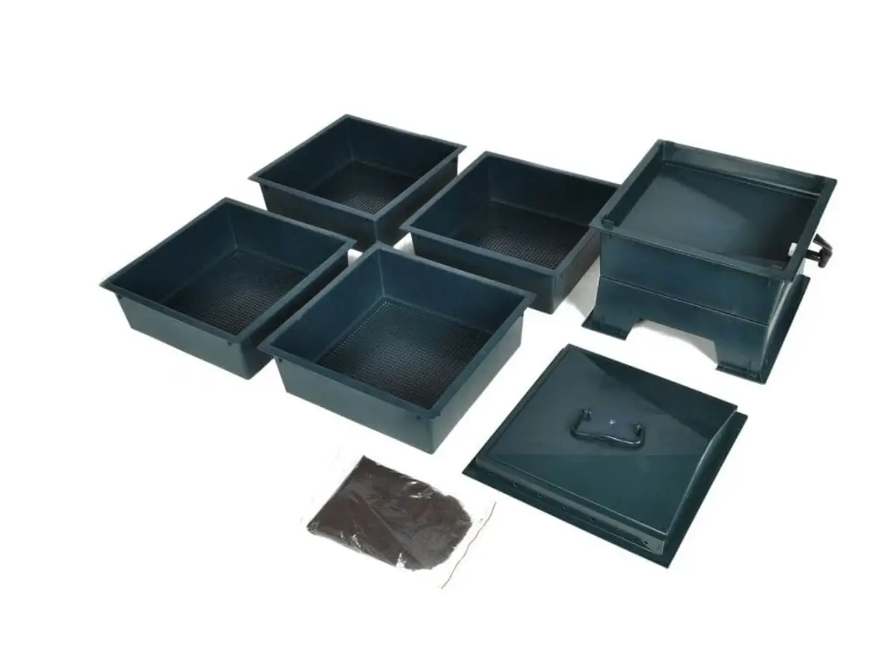 Billede 3 - Ormefabrik med 4 bakker - 42 × 42 × 60 cm, grøn HDPE