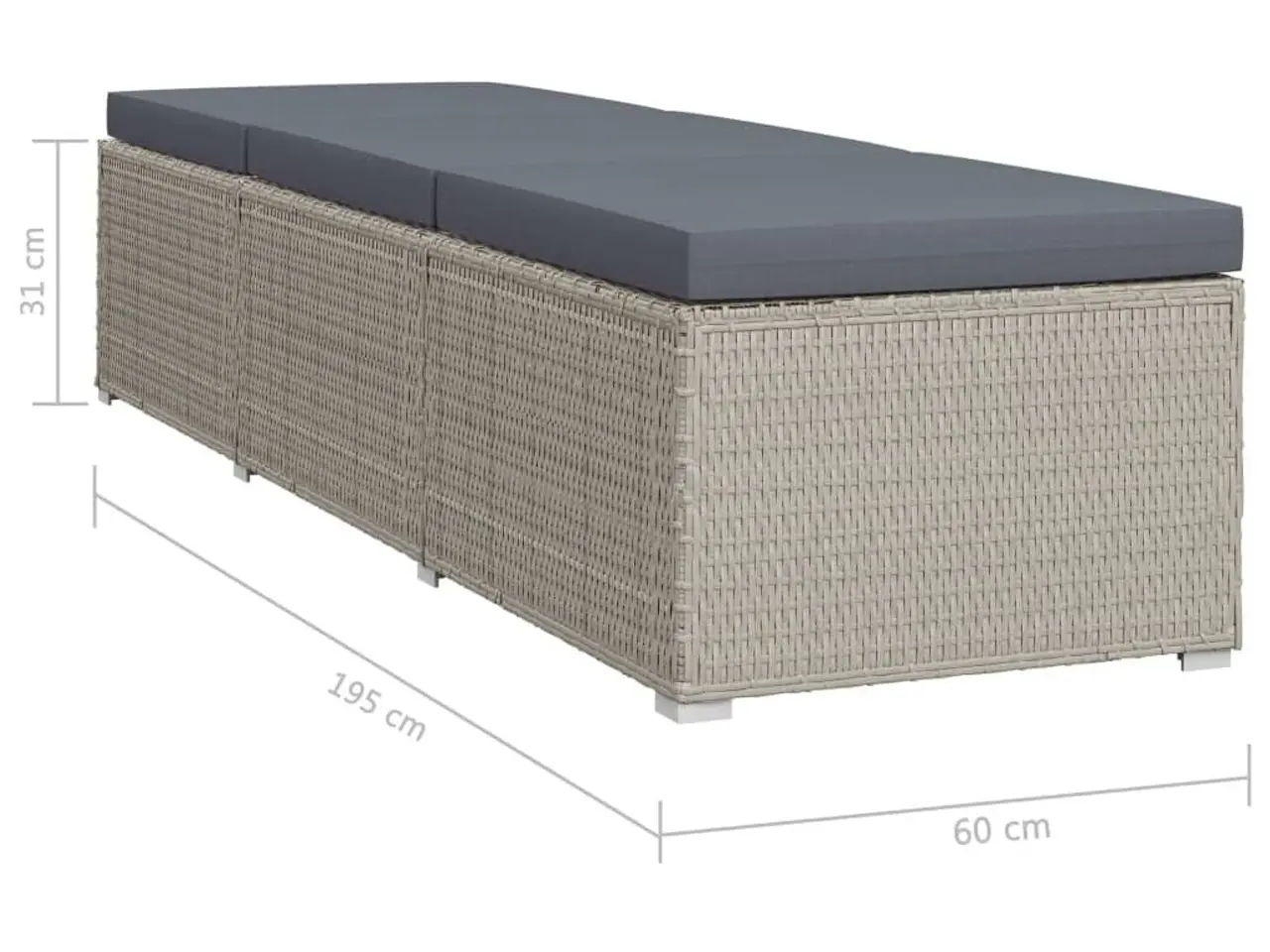 Billede 9 - Liggestol med hynde polyrattan grå