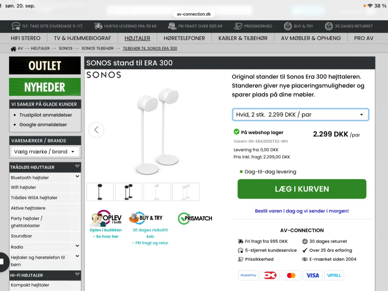 Billede 1 - Hvide stande til Sonos ERA 300