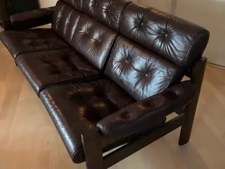 Trepersoners sofa brunt læder