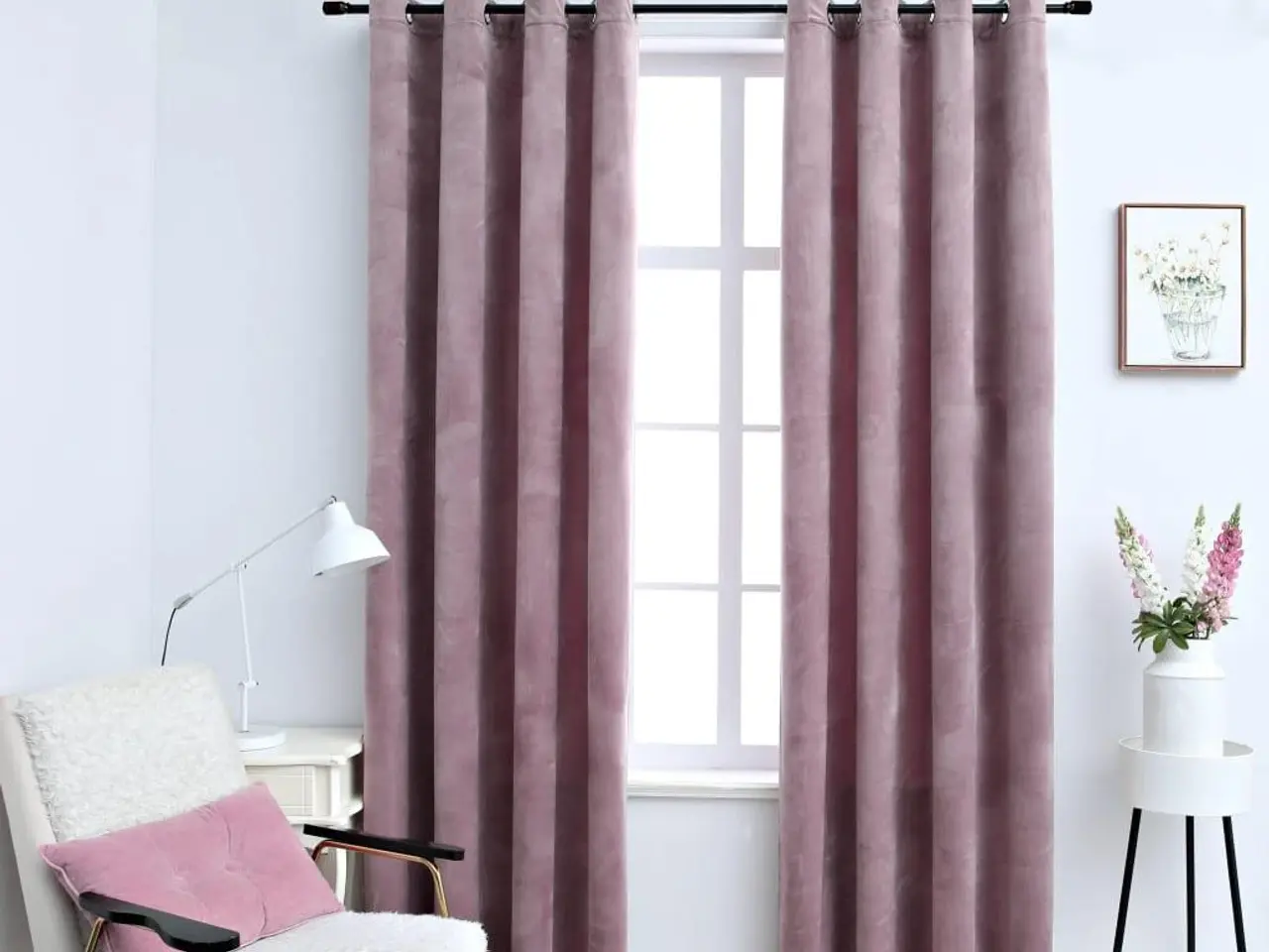 Billede 1 - Mørklægningsgardiner 2 stk. med ringe 140 x 225 cm fløjl