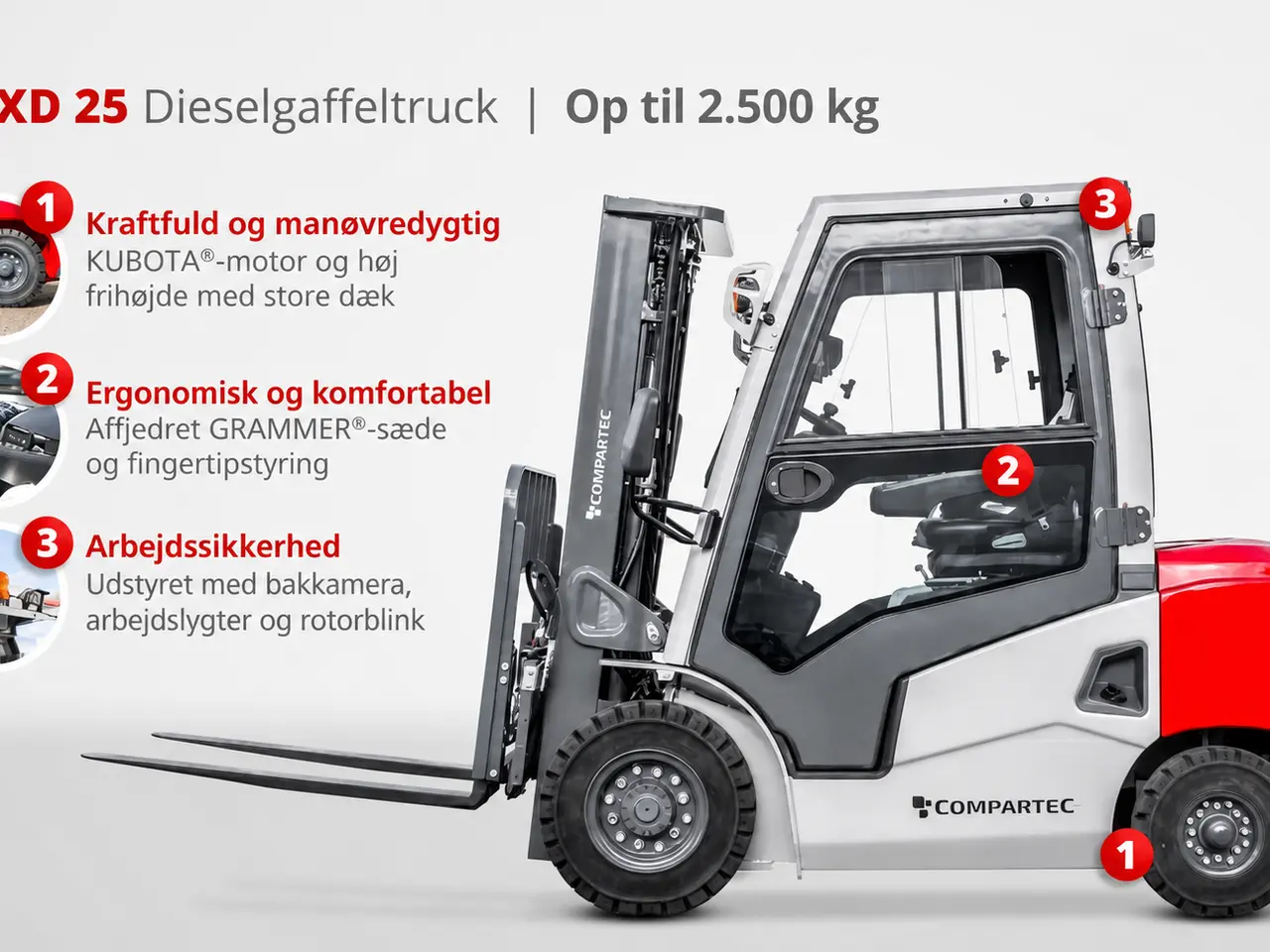 Billede 3 - CSXD25 Dieselgaffeltruck - 2500 kg, 5000 mm