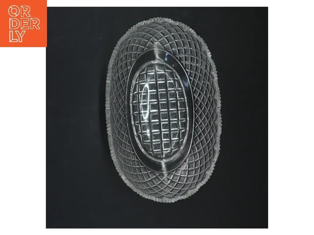 Billede 2 - Oval glas skål med mønster (str. 21x13x7 cm)