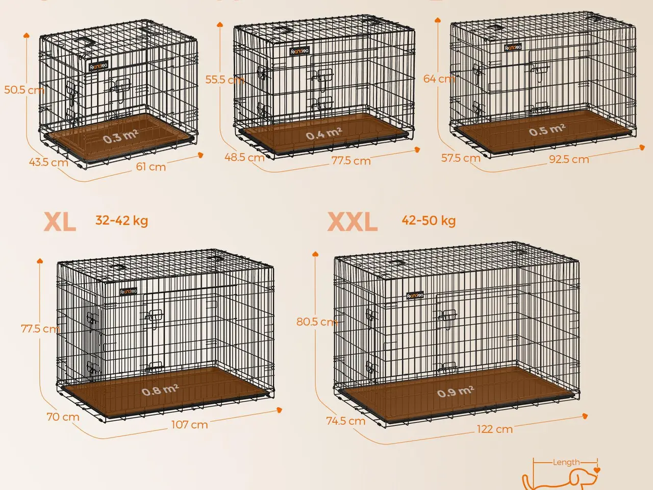 Billede 5 - Foldbart hundebur, XL 107 cm med 2 døre - sort (PPD42H)