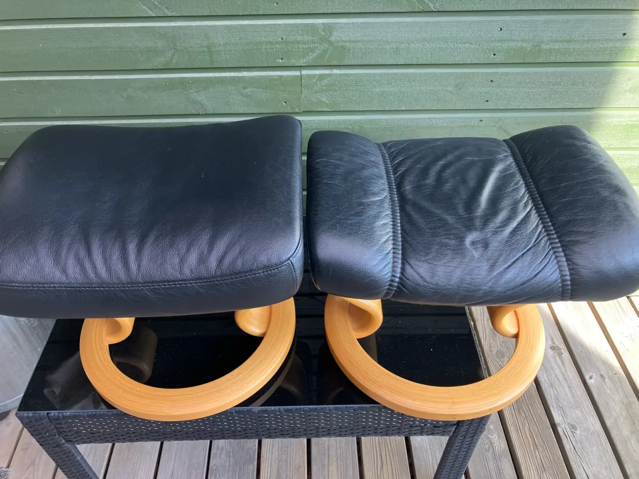 Billede 2 - Stressless fodskammel i læder på bøgestel