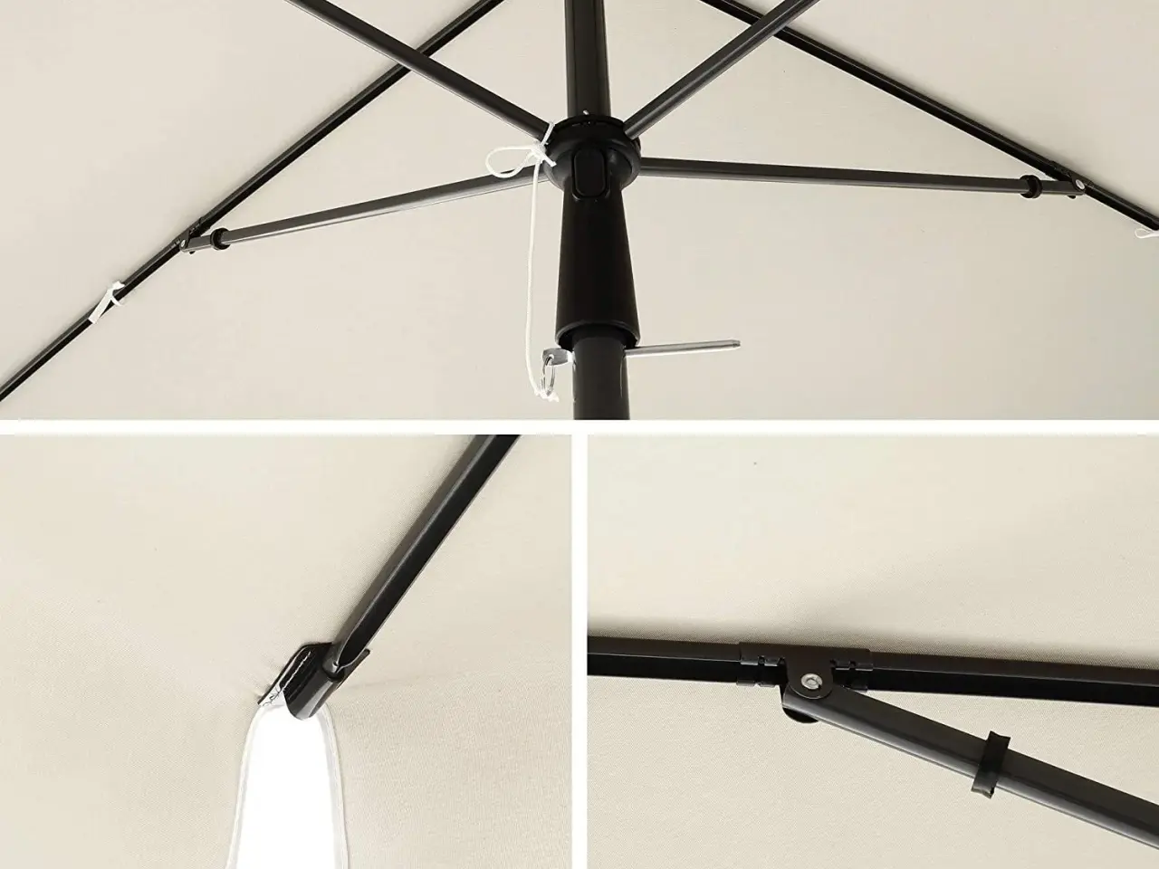 Billede 6 - Rektangulær altanparasols 2 × 1,25 m - UPF 50+, vippefunktion, beige med bæretaske