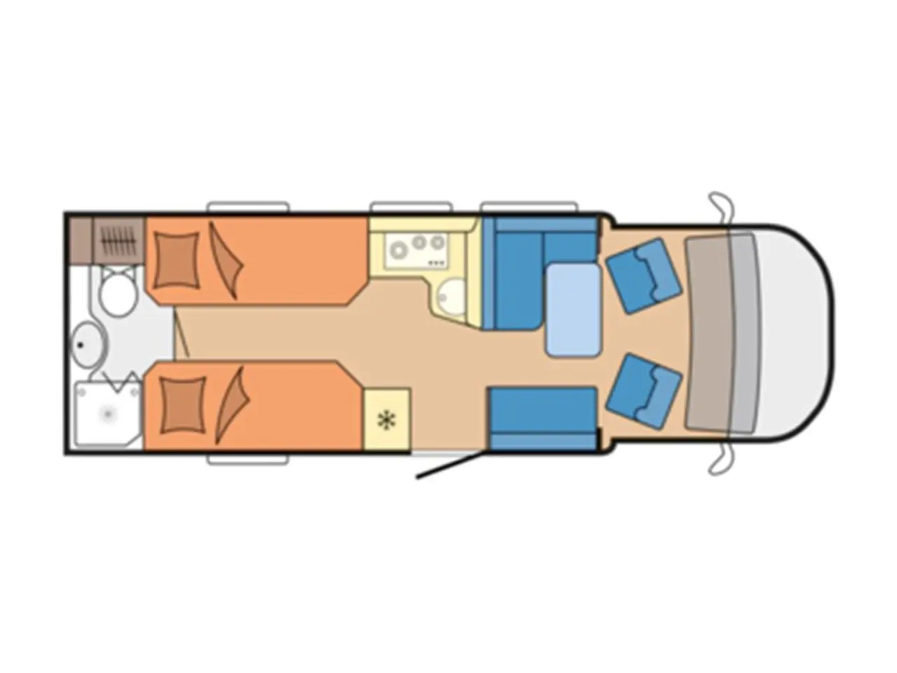 Billede 9 - 2026 - Hobby Maxia T 740 WE Aut.   Lækker Autocamper med lave enkelsenge og stort toiletrum med særskilt brusekabine fra Hinshøj Caravan.