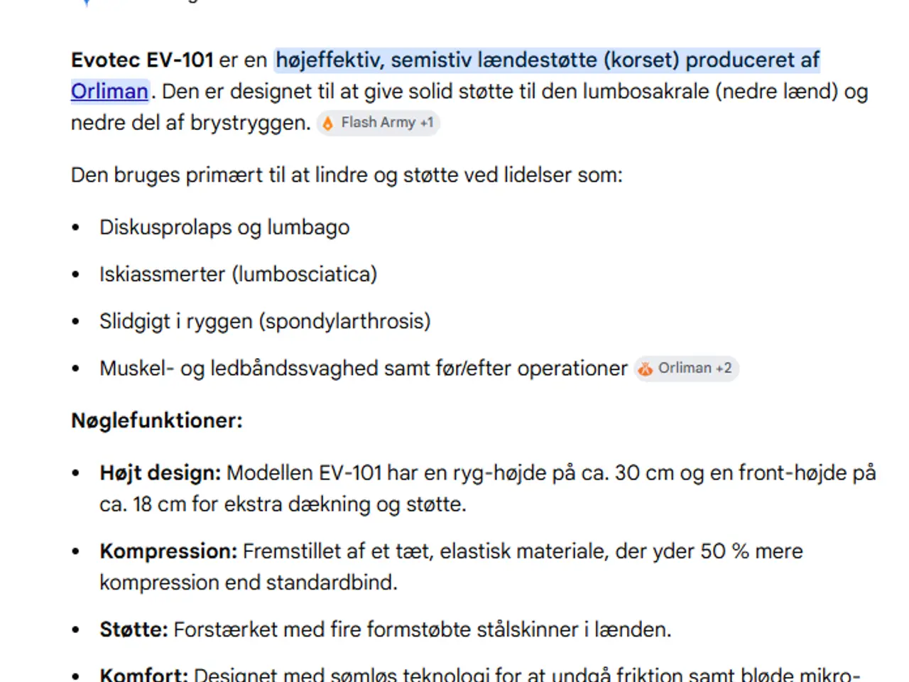 Billede 5 - Rygstøtte/Lændestøtte mrk. Evotec Orliman