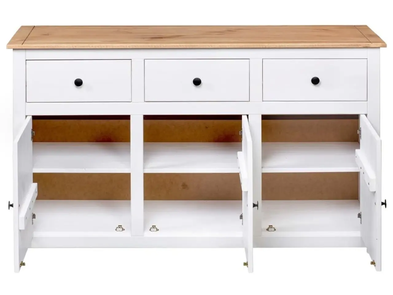 Billede 8 - Skænk Panama-serien 135x40x80 cm massivt fyrretræ hvid