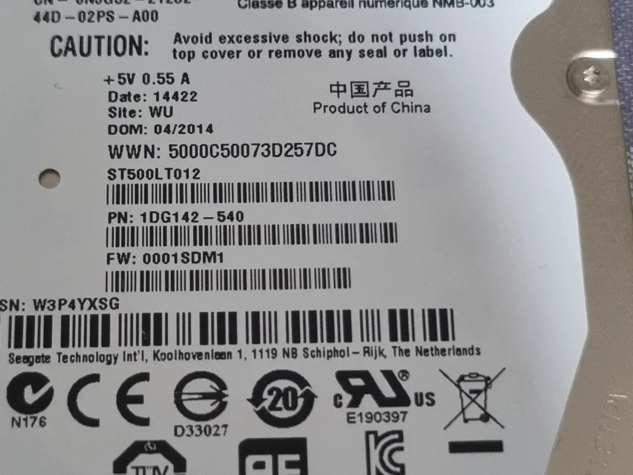 Billede 1 - Seagate 500GB 2.5" harddisk