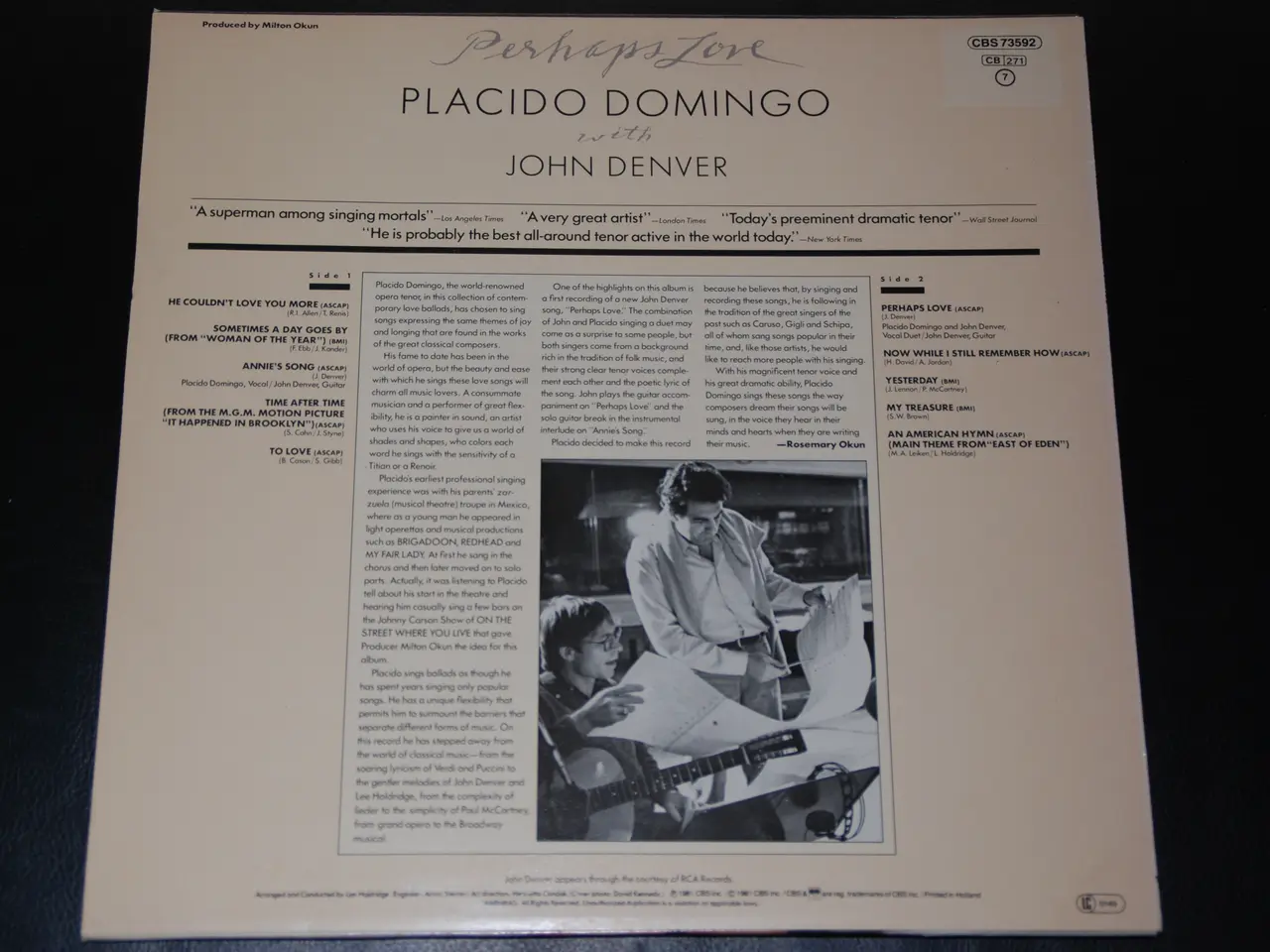 Billede 2 - LP - Plácido Domingo with John Denver