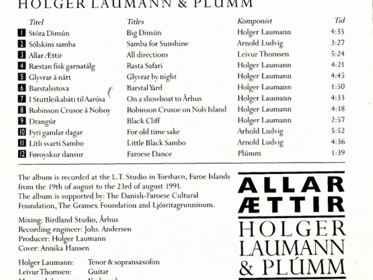 Billede 4 - Holger Laumann & Plúmm – Allar Ættir (All… – CD