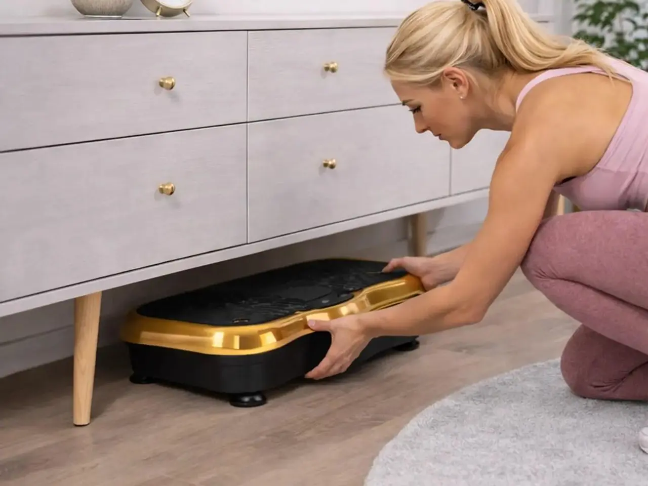 Billede 11 - Extralink Moonwalk Spin Move vibrationsplatform til fitness 200 W - guld