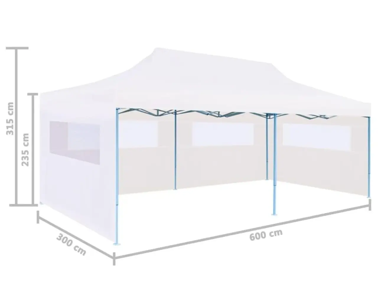 Billede 8 - Pop up-festtelt 3 × 6 m med sidevægge - foldbart stål, hvid