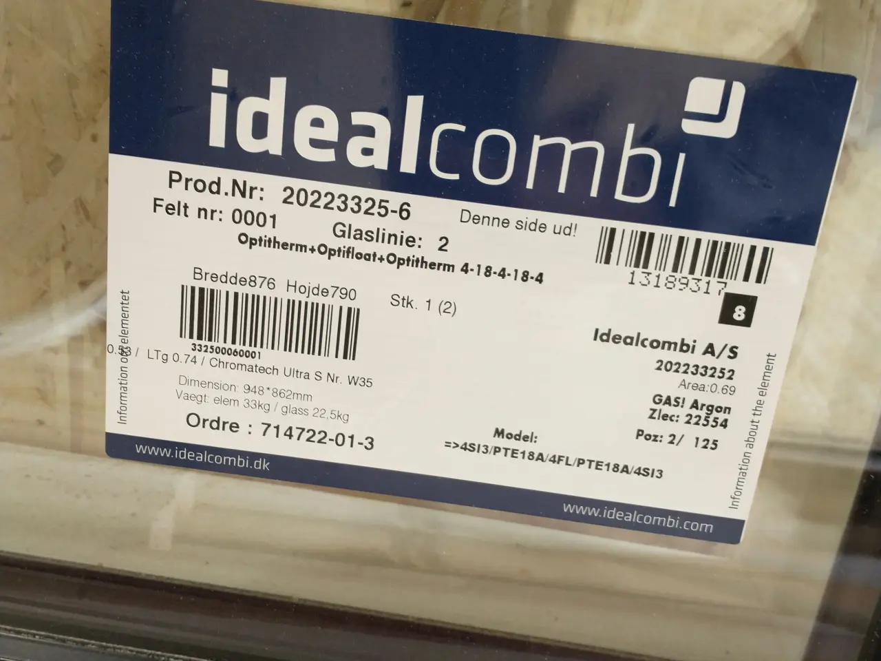 Billede 2 - Nyt Ideal combi 948x862mm fast karm