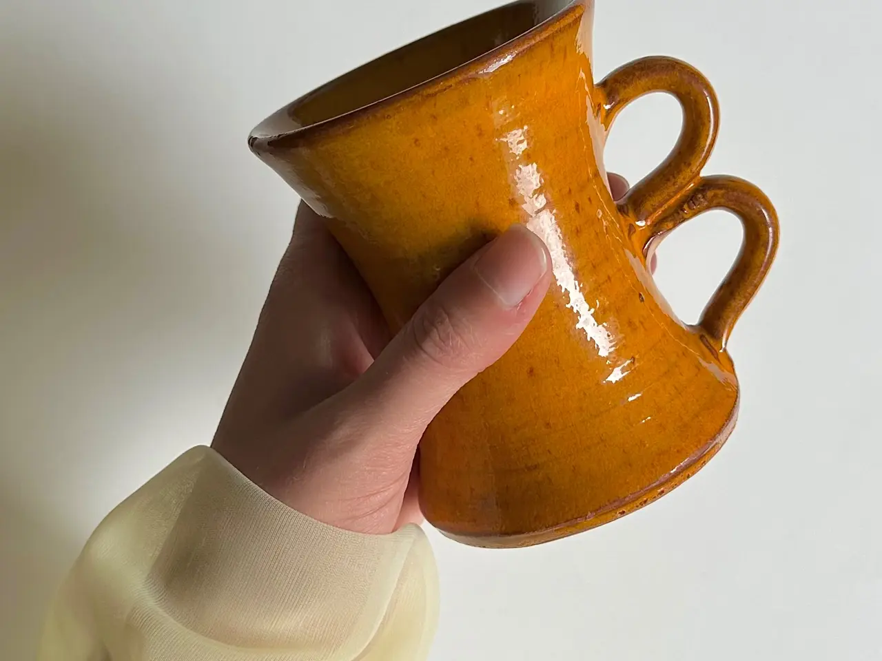 Billede 1 - Keramikkrus, orange glasur