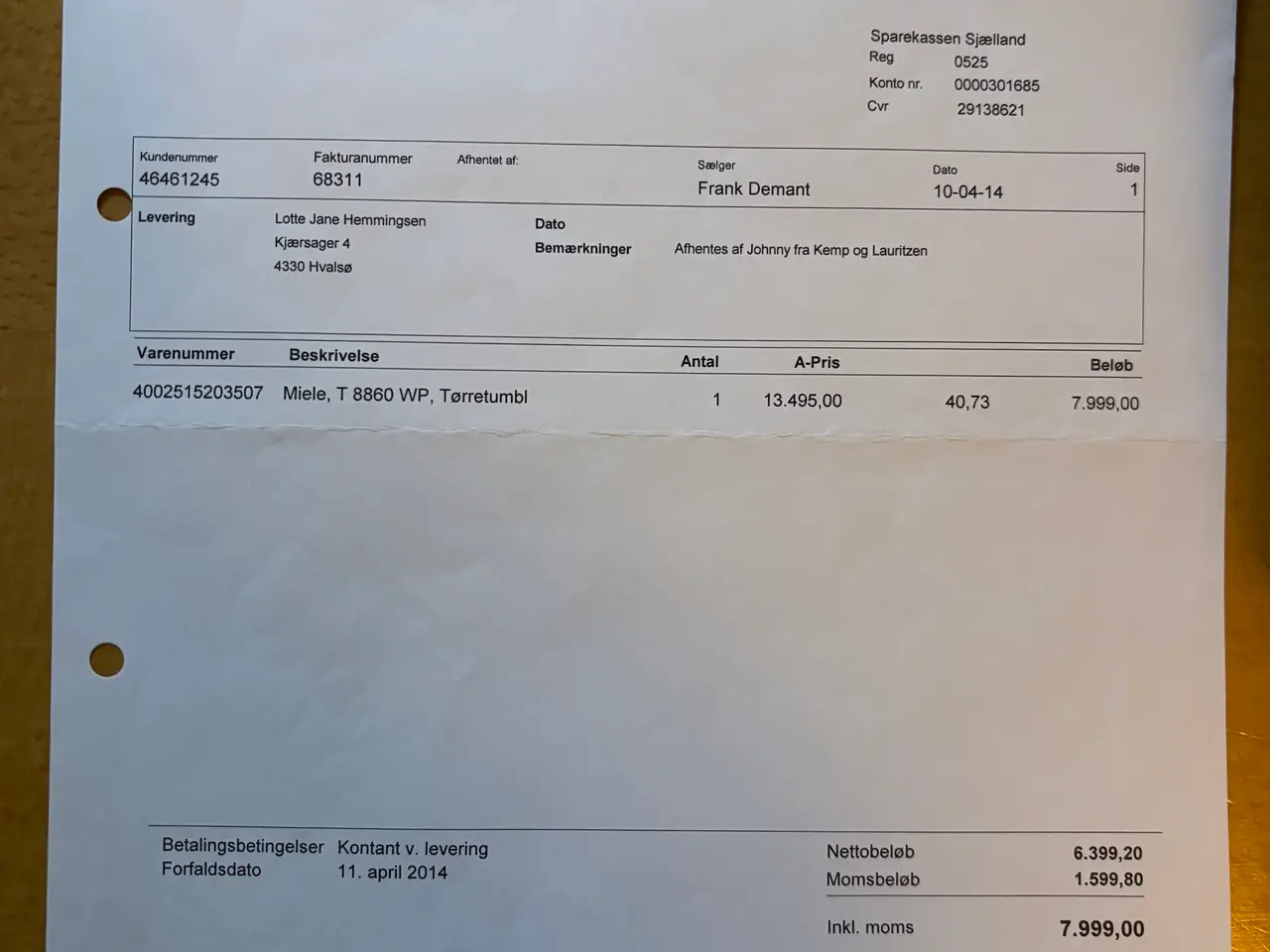 Billede 3 - Miele tørretumbler T8860WP