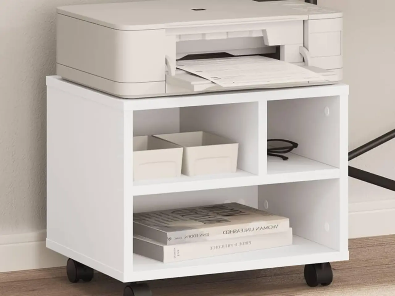 Billede 1 - Printerstativ med hjul 41 x 32 x 34,5 cm - hvid