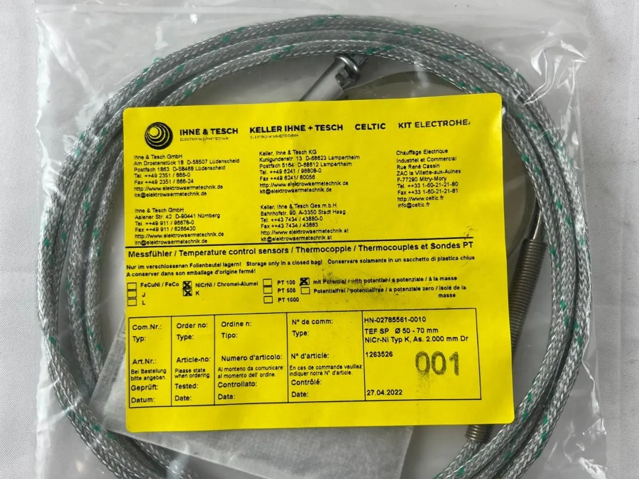 Billede 2 - Ihne & Tesch TEF SP Thermocouple Type K Ø50‑70 mm