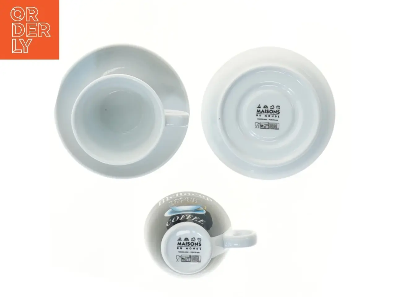 Billede 3 - Kaffekopper med underkopper fra Maisons (str. 2 stk Ø 9 & 14 cm)