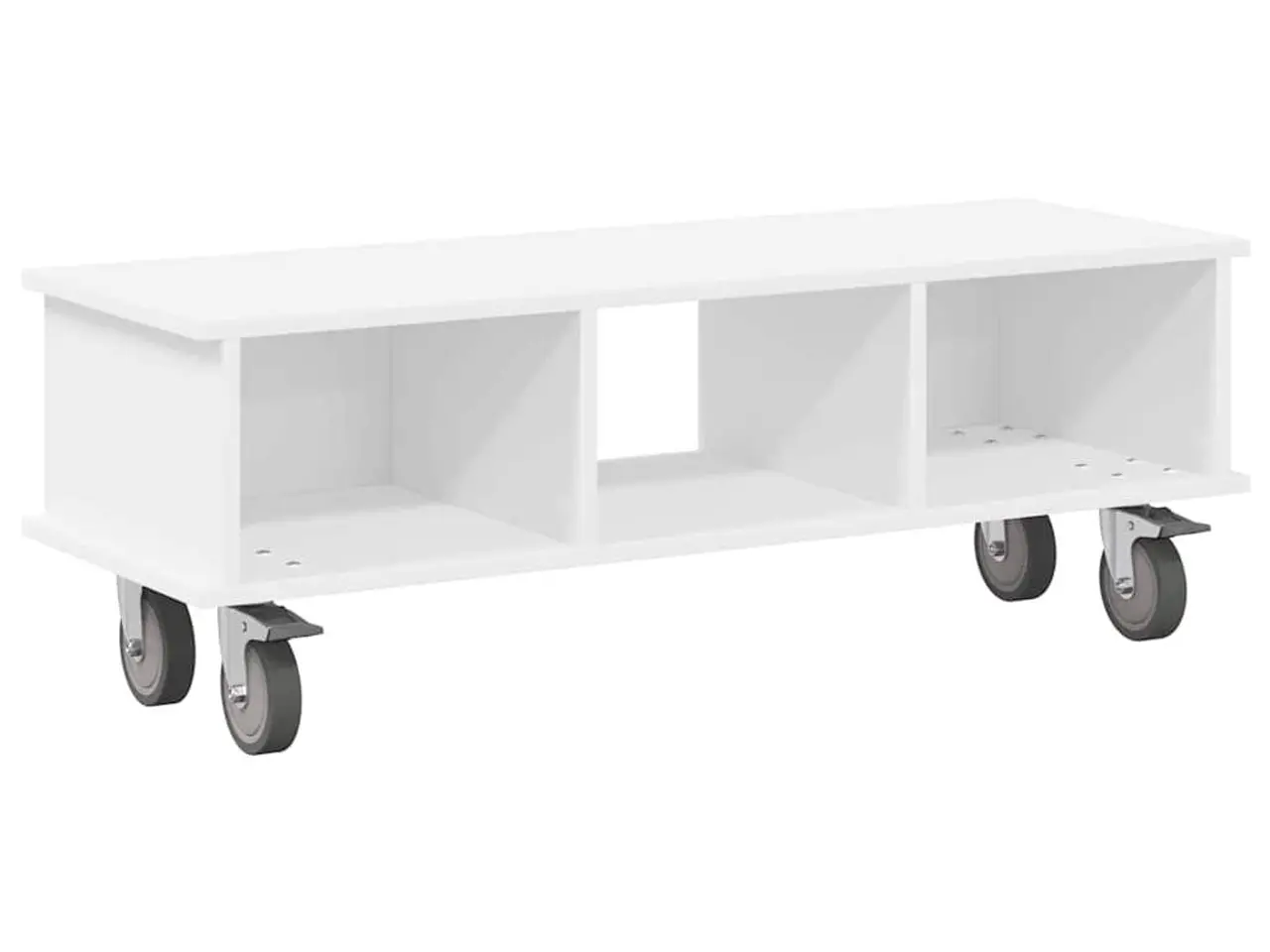 Billede 2 - TV-bord på hjul - hvid 100 × 35 × 35 cm i konstrueret træ