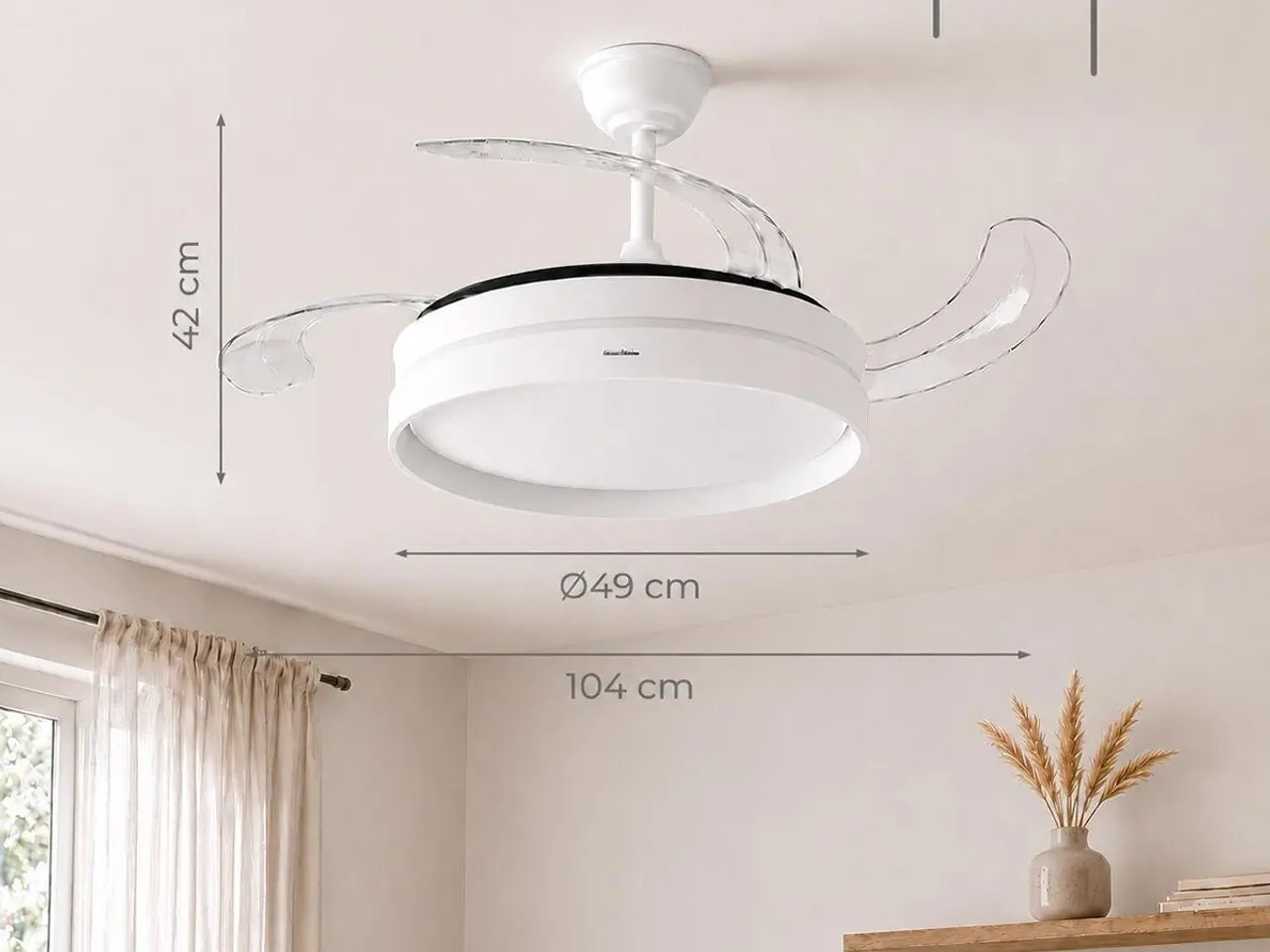 Billede 7 - Loftventilator med lys - hvid/transparent (OUTLET B)