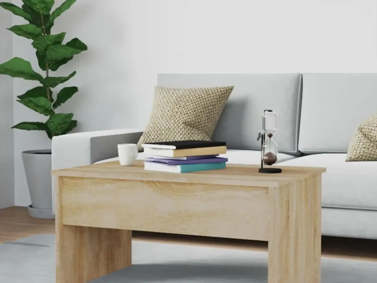 Billede 8 - Sofabord med løftetop og opbevaring - 80 × 50,5 × 41,5 cm, sonoma-eg