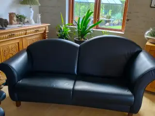 Sort lædersofa fra Hurup møbelfabrik