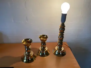 Bordlampe og lysestager messing