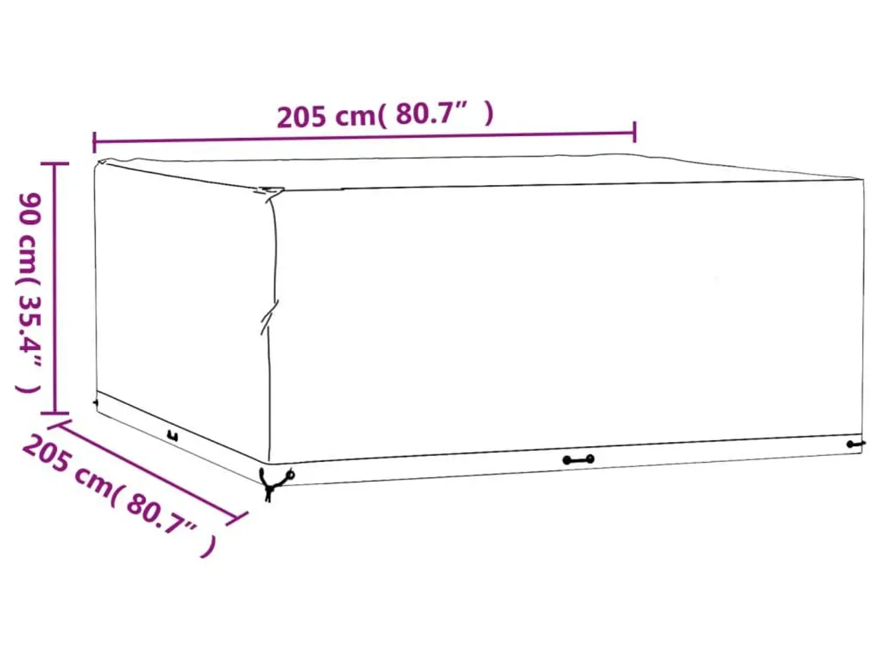 Billede 9 - Havemøbelovertræk firkantet 205 x 205 x 90 cm - sort